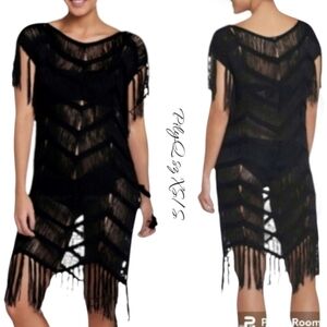 PILYQ Crochet Fringe Swimsuit Cover Up Sz XS/S